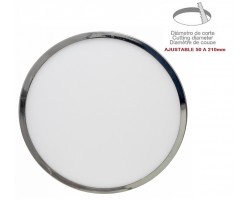 Downlight panel LED Redondo 230mm Cromo 20W, Corte ajustable 50 a 210mm